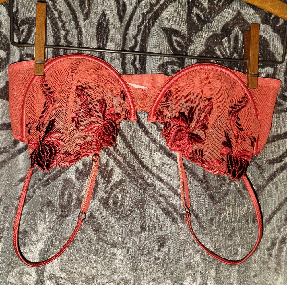 Victoria's Secret Red and Black Lace Bra